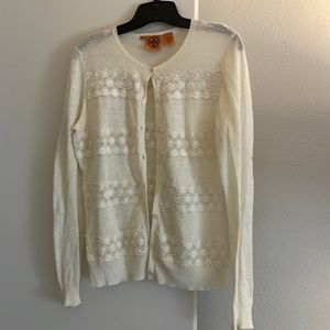 Tory Burch embroidery crème cardigan